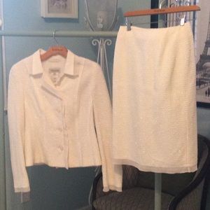 Sparkling Winter White Skirt Suit by Feraud